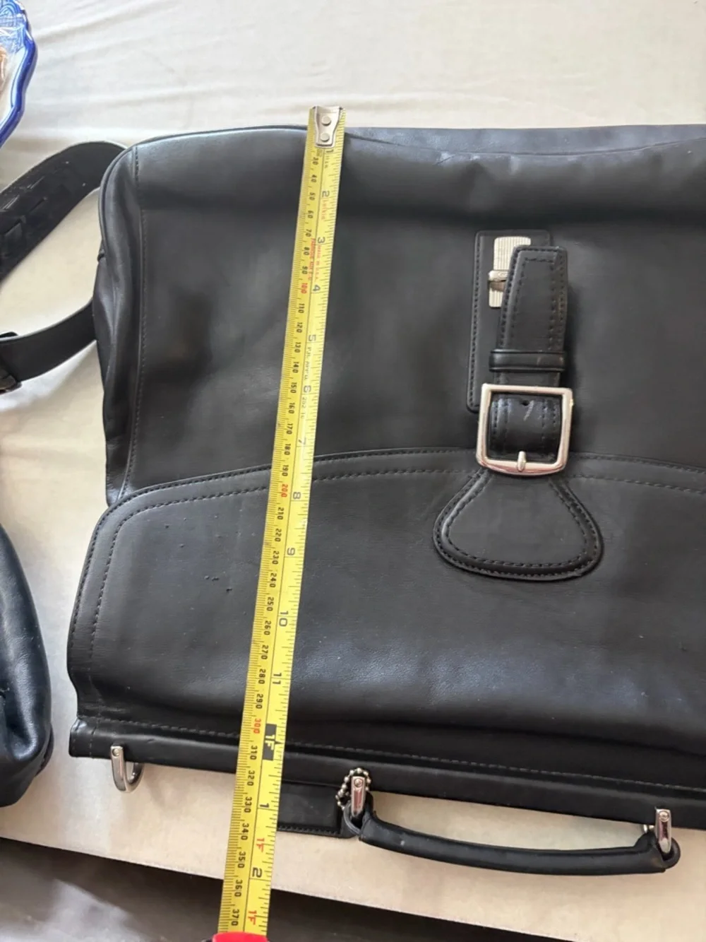 Coach Black Leather Briefcase with Buckle Detail